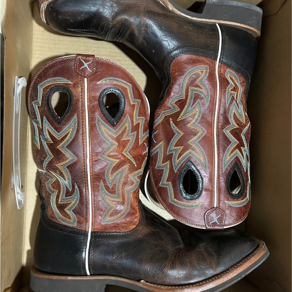 Hooey Cowboy Boots Brown and Black Leather Western Style
